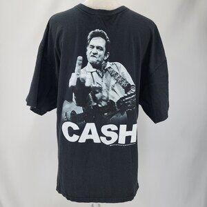 2009 Johnny Cash Mens Large / XL 44" Middle Finger Folsom Prison Black T-shirt